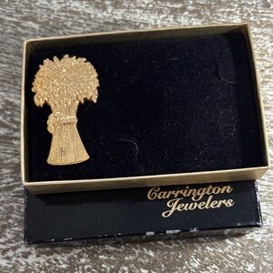 Carrington Jewelers Prosperity Fashion Pin Gold Harvest Sheaf of Wheat-Vintage